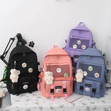 Canvas Student School Bag Multi-pocket Laptop Backpack