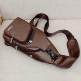 Men Leather USB Charging Casual Sports Backpack