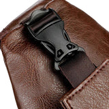 Men Leather USB Charging Casual Sports Backpack