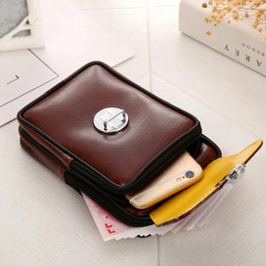 Men's Retro Casual Double-deck Waist Pack Geometric Belt Bag