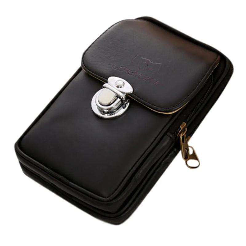 Men's Retro Casual Double-deck Waist Pack Geometric Belt Bag