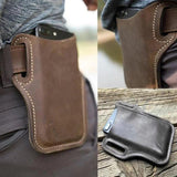 Men Leather Vertical Pockets Outdoor Phone Bag