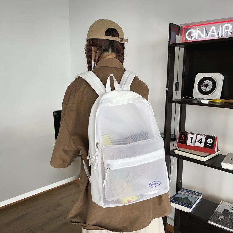 Clear Nylon PVC Girls School Backpack Rucksack Mochila