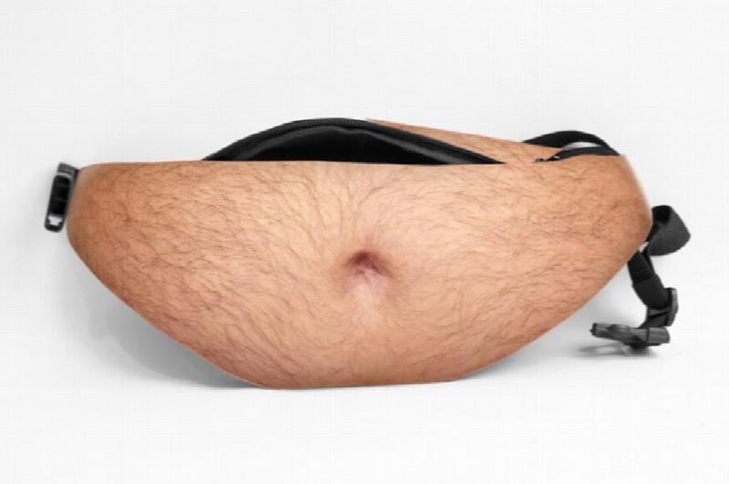 3D Woman Belly Pockets Belt Bag PU Men Beer Belly Waist Bag