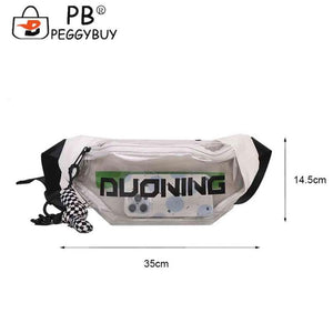 Clear PVC Fanny Pack Unisex Waist Pouch Travel Letter Printed Pendant