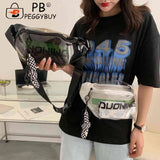 Clear PVC Fanny Pack Unisex Waist Pouch Travel Letter Printed Pendant