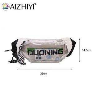 Clear PVC Fanny Pack with Letter Print Pendant