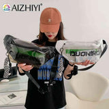 Clear PVC Fanny Pack with Letter Print Pendant