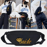 Bride Letter Print Waist Bag Outdoor Fitness Running Tote Bum Bag Zip Fanny Pack