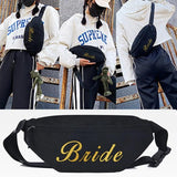Bride Letter Print Waist Bag Outdoor Fitness Running Tote Bum Bag Zip Fanny Pack