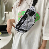 Nylon Crossbody Shoulder Bag Gothic Chest Pack Wild Girl Zipper Pockets