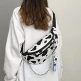 Nylon Crossbody Shoulder Bag Gothic Chest Pack Wild Girl Zipper Pockets