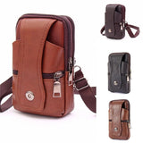 Men Leather Waist Bag Mobile Phone Bum Pouch