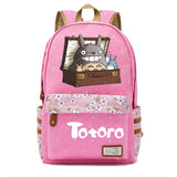 Anime Totoro Zipper Backpack Student Cartoon Schoolbag Canvas Pink