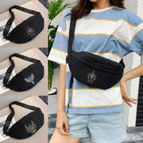 Canvas Men Chest Bag Skull Printing Waist Pack Crossbody Shoulder Bag