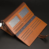 Men's Vintage Leather Long Clutch Wallet Zipper Purse