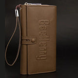 Men's Vintage Leather Long Clutch Wallet Zipper Purse