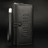 Men's Vintage Leather Long Clutch Wallet Zipper Purse