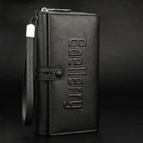 Men's Vintage Leather Long Clutch Wallet Zipper Purse