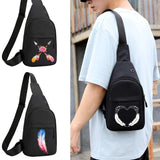 Feather Print Waist Bag Fanny Pack Crossbody Bag