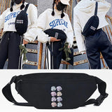Six Flowers Print Waist Bag Unisex Tote Chest Phone Pouch Pocket