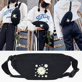Chrysanthemum Print Waist Bag Unisex Tote Bag Outdoor Sports Chest Bags