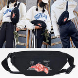 Gestures Print Casual Waist Bag Canvas Shoulder Fanny Pack