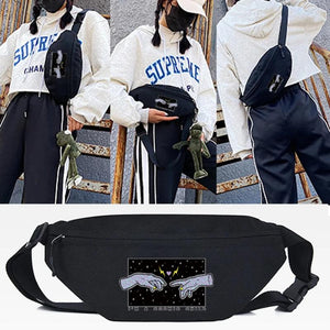 Gestures Print Casual Waist Bag Canvas Shoulder Fanny Pack