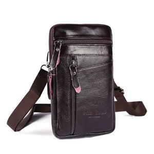 Men's Leather Waist Packs Phone Pouch Bags Shoulder Chest Bag