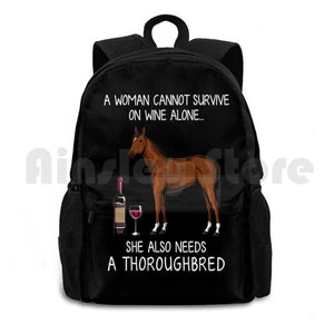 Thoroughbred And Wine Funny Horse Outdoor Hiking Backpack