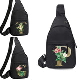 Golden Flower Letter Print Waist Pack Crossbody Chest Bag Unisex Hip Bum Bag