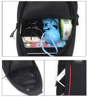 Men's Casual Chest Bag USB Charging Crossbody Shoulder Messenger Bag