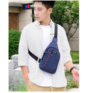 Men's Casual Chest Bag USB Charging Crossbody Shoulder Messenger Bag