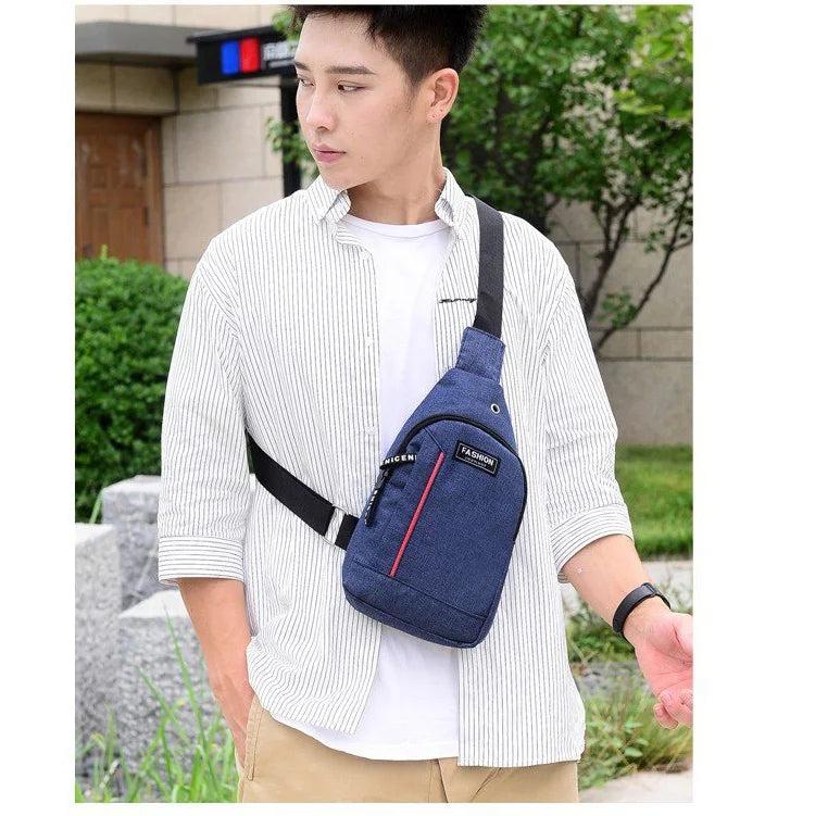 Men's Casual Chest Bag USB Charging Crossbody Shoulder Messenger Bag