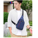 Men's Casual Chest Bag USB Charging Crossbody Shoulder Messenger Bag