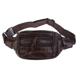 Men's Vintage Leather Messenger Bag Waist Pack