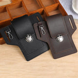 Men Leather Waist Bag Large Capacity Multi-layer Buckle Box Bag