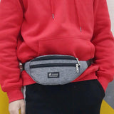 Waist Bag Three Zipper Pocket Men Chest Handbag Fanny Pack