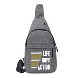 Men Shoulder Chest pack Phrase Print Handbags