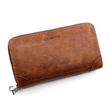 Men's Retro PU Leather Double Zipper Wallet