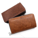 Men's Retro PU Leather Double Zipper Wallet