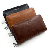 Men's Retro PU Leather Double Zipper Wallet