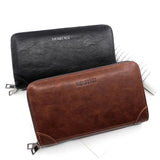 Men's Retro PU Leather Double Zipper Wallet