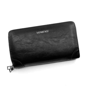 Men's Retro PU Leather Double Zipper Wallet