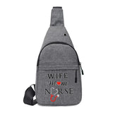Unisex Canvas Chest pack Shoulder Bag Nurse Printing Crossbody Bag