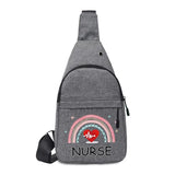 Unisex Canvas Chest pack Shoulder Bag Nurse Printing Crossbody Bag