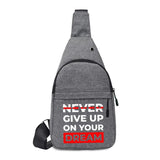 Phrase Print Crossbody Chest Pack Handbag