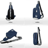 Men Nylon Sport Sling Shoulder Small Bag Chest Pack Backpack USB Charging