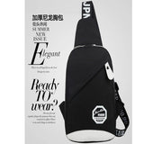 Men Nylon Sport Sling Shoulder Small Bag Chest Pack Backpack USB Charging