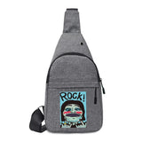 Men Shoulder Chest Pack Canvas Waist Packs Sling Bag Funny Print Outdoor Sport M